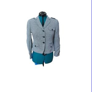 Laltranoda Y2K Houndstooth Cropped Button Up Blazer A23